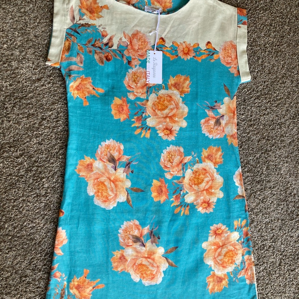 La Ragarre Italian Linen Floral Dress-Size M- New With Tags. - Picture 3 of 8